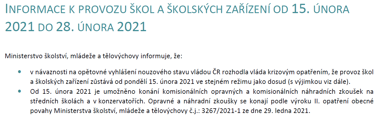 provoz skoly od 15.2.